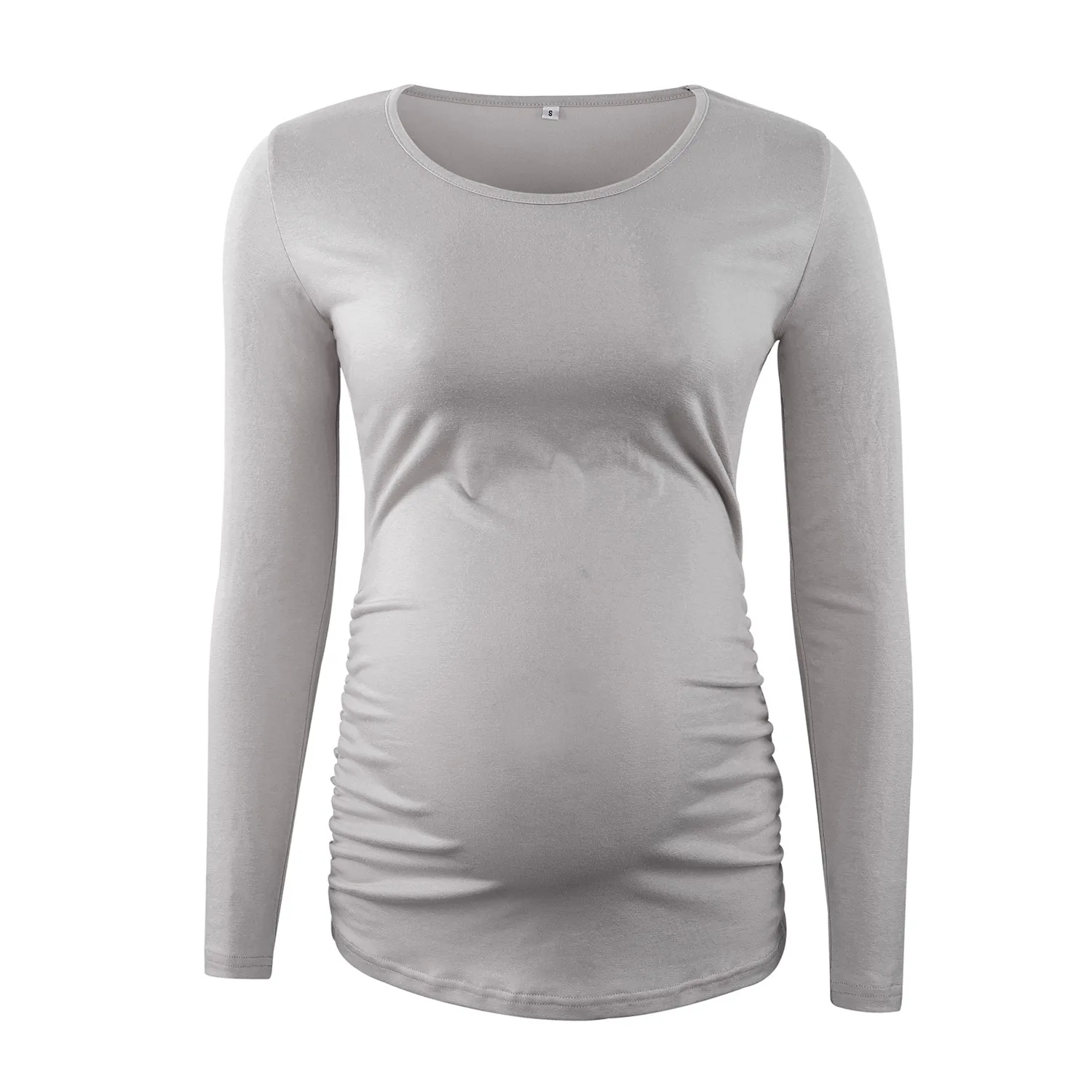 Pregnancy Women Long Sleeve Clothes Ladies Soft Comfotable Simple Solid Autumn Winter O-Neck Maternity Tee Shirts
