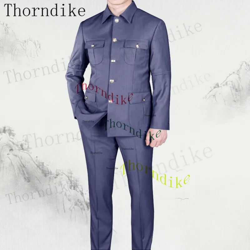 Thorndike Langarm Blazer Hosen Elegante Business Männer Formale Prom Kragen Afrika Stil Männer Anzüge Neue Ankunft Splitter Taste – Detail 17