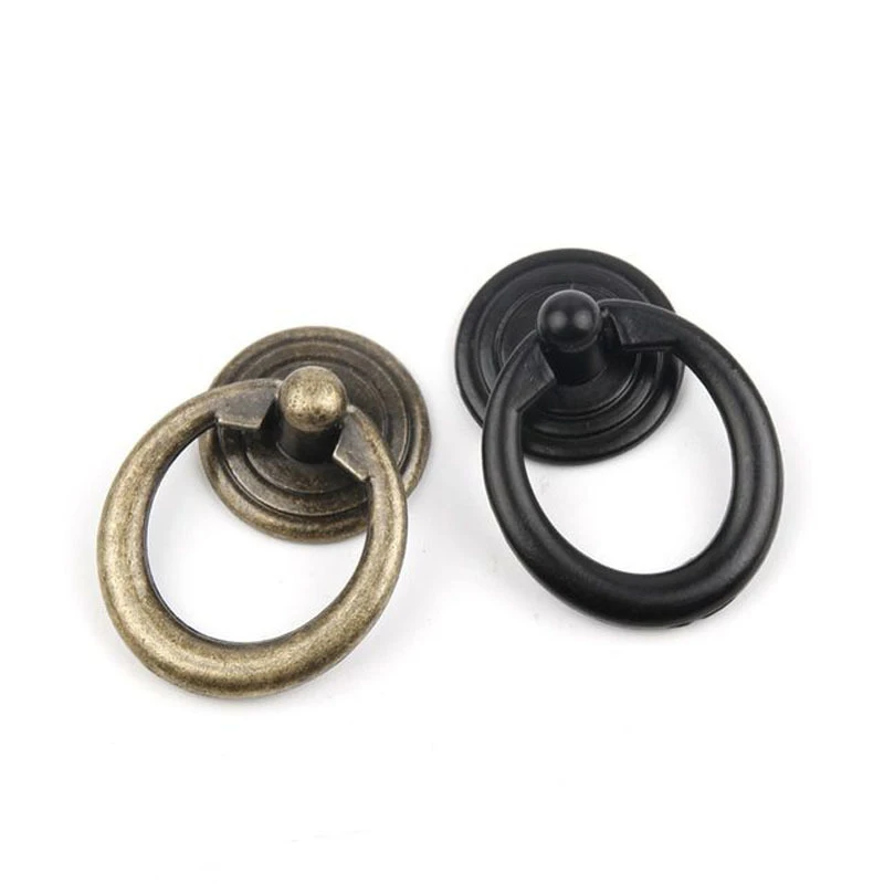 

5pcs Circle Drawer Handles Retro Bronze Ring Zinc Alloy Door Handles Pulls Cabinet Dresser Cupboard Drawer Knobs For Furniture