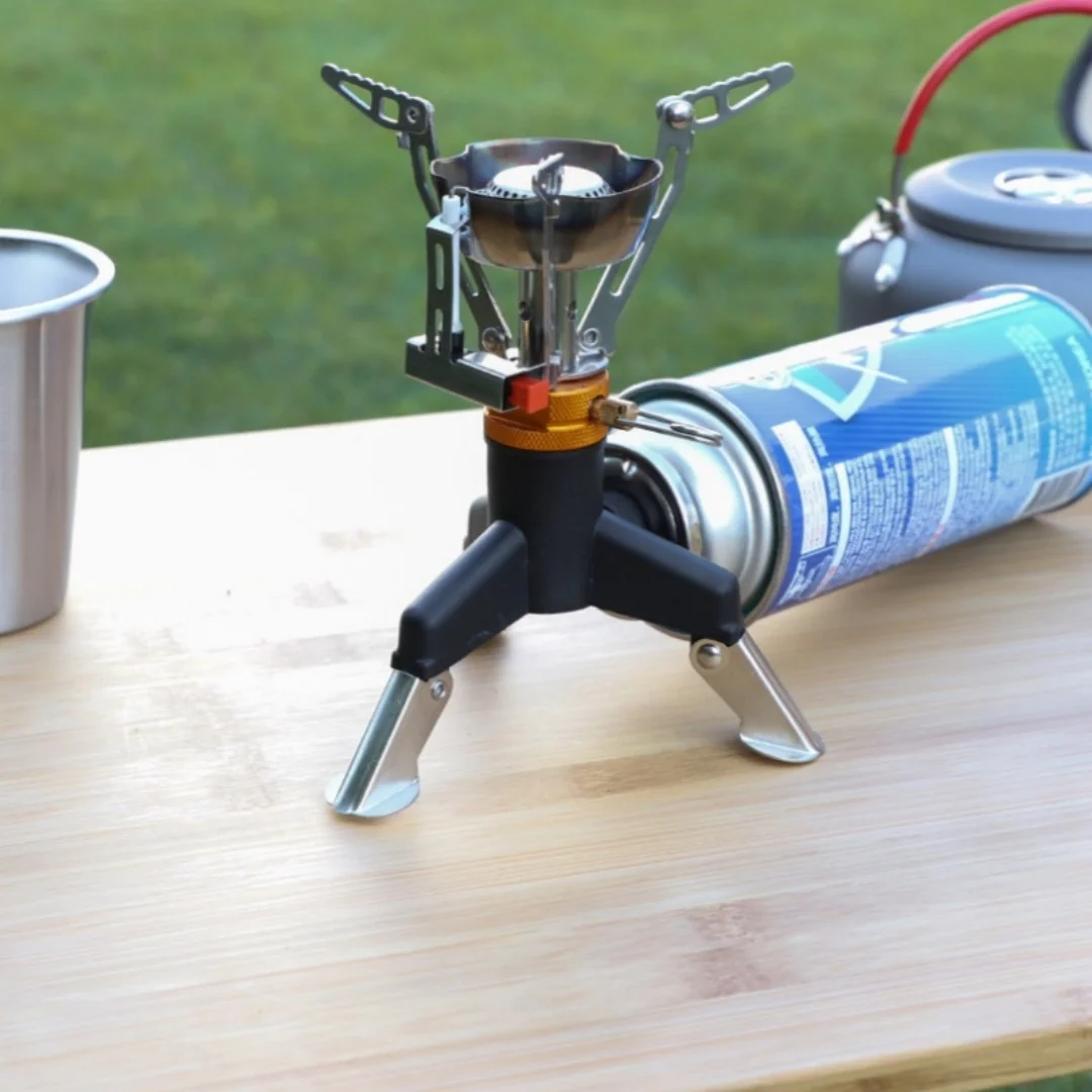 Camping Gas Stove Adapter Connector Portable Folding Tank Tripod Stand Stainless Steel Outdoor Hiking Backpacking Cooking Gear