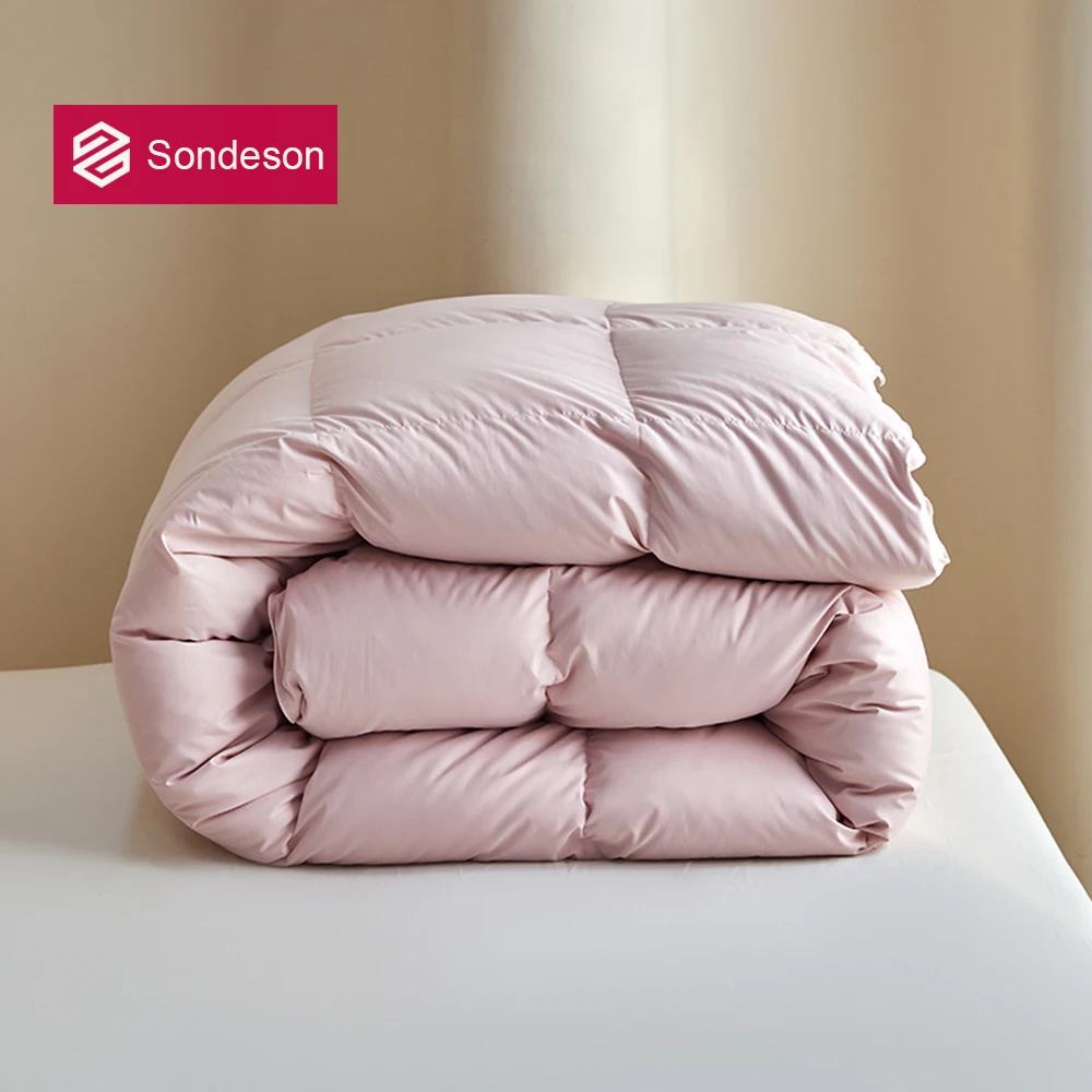 Sondeson Women Pink Premium 100% Goose Down Comforter Quilt Filler 3D Bread Fluffy Down Duvet Sleeping Blanket 100% Cotton Shell