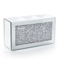 Makeup Brush Holder Organizer Luxury Bling Crushed Diamond Glass Mirrored Jewelry Boxes Women Jewelry Organizer Storage Boxes 1