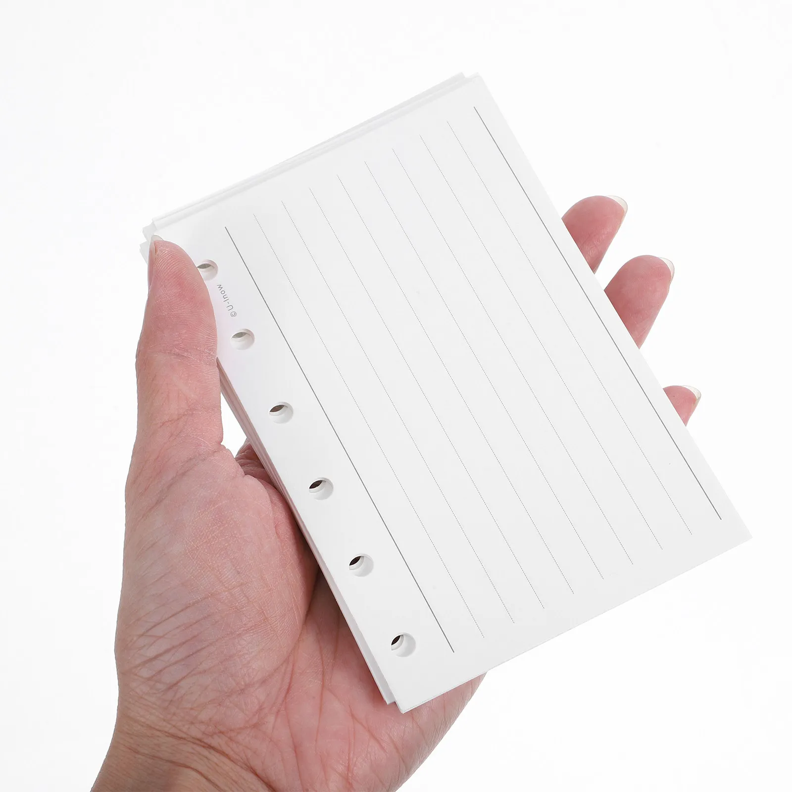 A7 루즈리프 노트 리필용 용지 6공 펀칭 백색 줄지어진 저널 플래너 인서트 예산 바인더 교체용