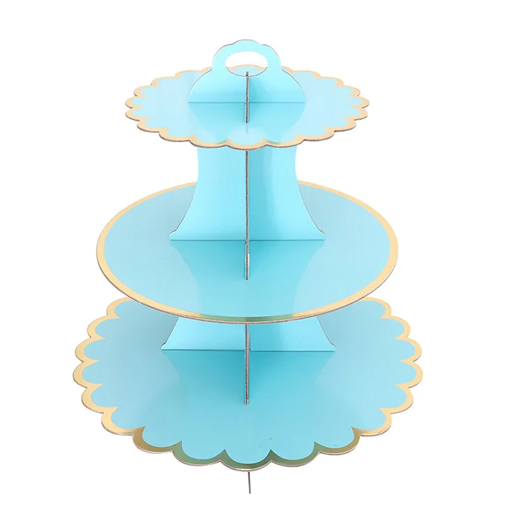 Disposable multi-layer paper cake rack birthday party decoration three-layer hot stamping dessert table cake tray cupcake stand