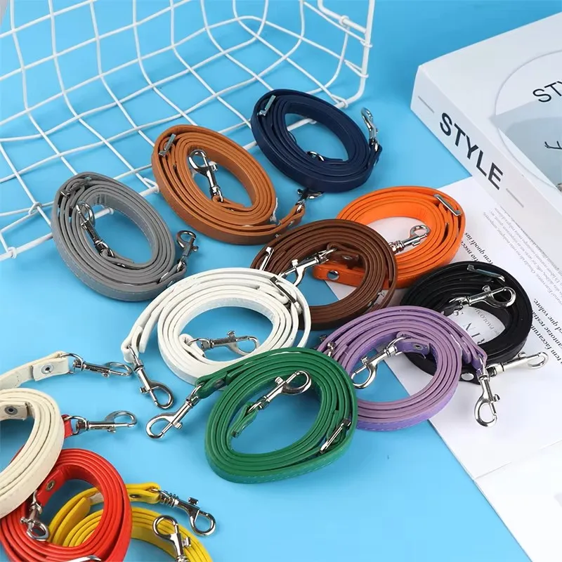 120cm Bag Strap PU Leather Shoulder Bag Strap Handles DIY Replacement Purse Handle Silver Buckle for Handbag Belts