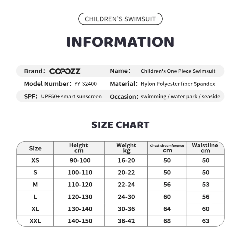 COPOZZ New One-Piece Swimsuit For Girls Cute Kids Sleeveless Beachwear Girls Swimwear Teenager Bathing Suits Bikini Children