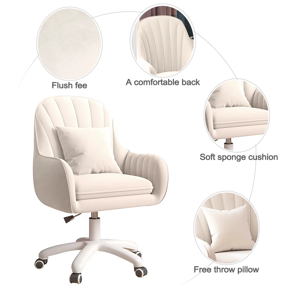 Home Office Chair Computer Chair with Mid-Back Upholstered Modern Tufted Computer Task Chair Swivel Height Adjustable Velvet 4