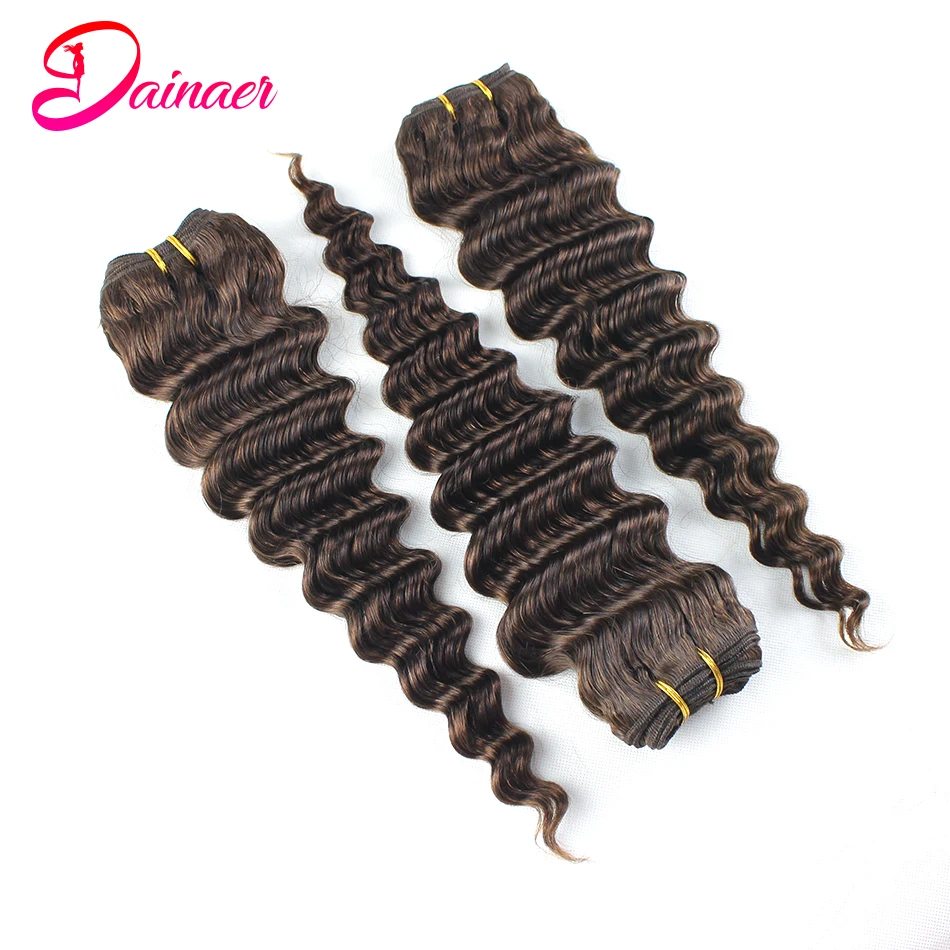 Deep Wave Bundles #4 Brown Human Hair Bundles 1/3/4 pcs/lot Remy Hair 8-24inches Natural Extension For Women