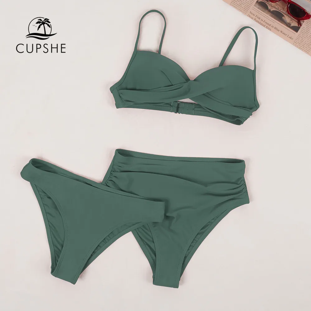 CUPSHE набор из 3 предметов 2 трусики Женский комплект бикини с жесткими чашками
