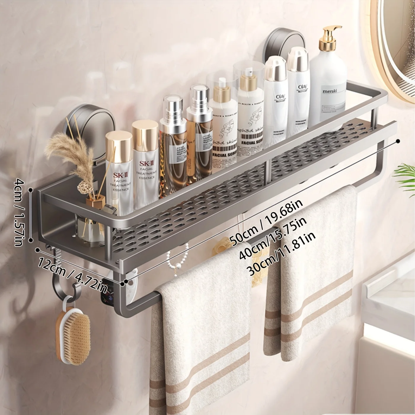 Easy-Install Suction Cup Shower Caddy Strong Adhesive Wall-Mounted Organizer for Shampoo& Soap Durable Space-Saving Shelf