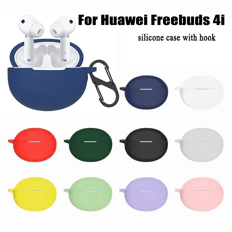 

Silicone Protective Case Cover for Huawei Freebuds 4i Headset Case Anti-drop Fundas Protector with Hook for Huawei Freebuds 4i