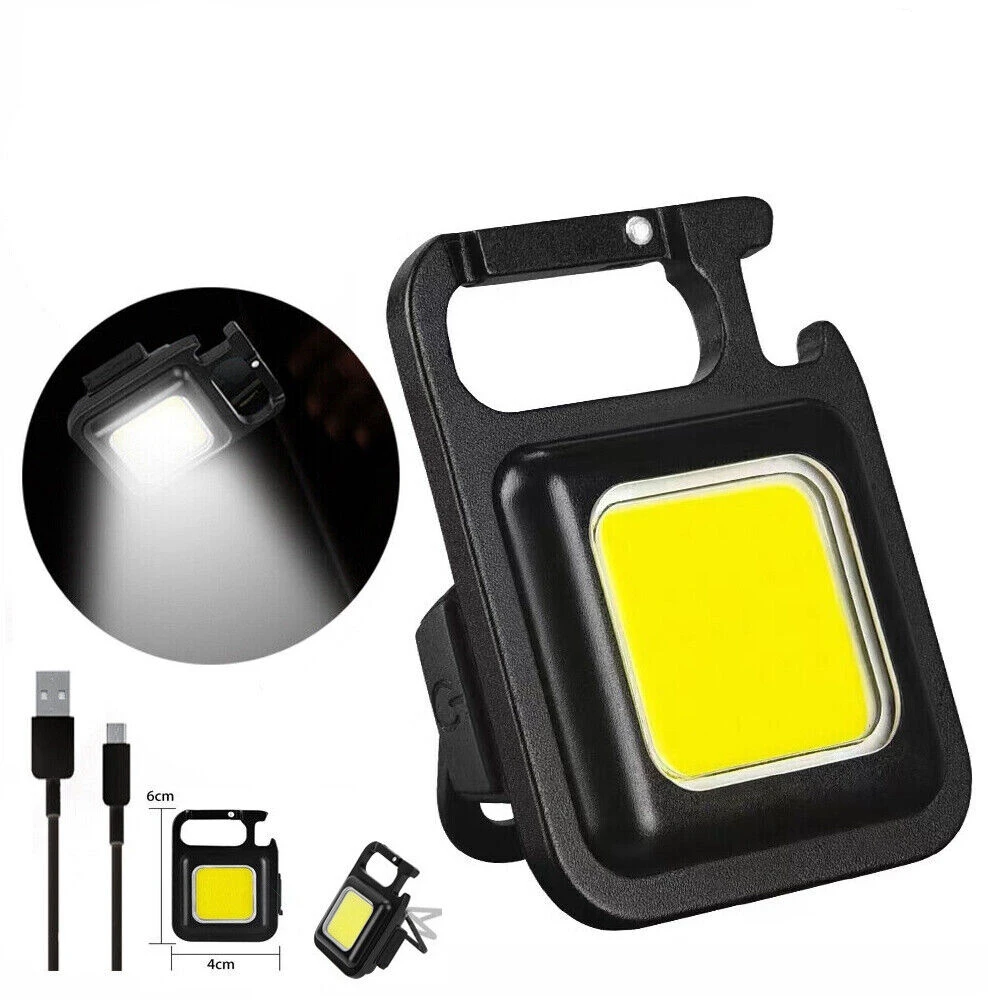 

USB Rechargeable Mini LED Flashlight COB Work Light Portable Pocket Magnetic Lamp Keychains For Outdoor Emergency Camping