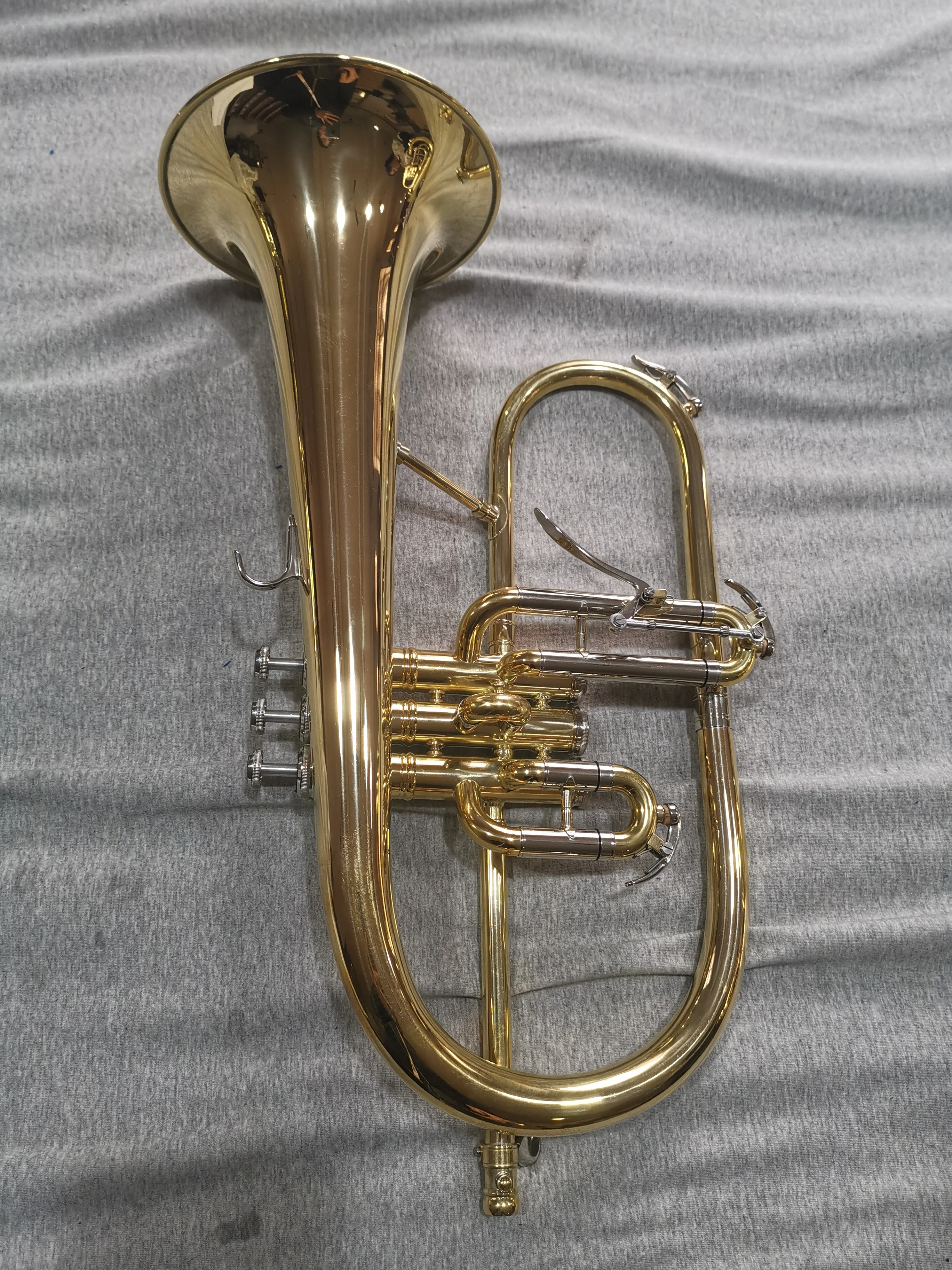 High Grade 159 Mm Gold Brass Bell Bb Key Flugelhorn (JFG-410)