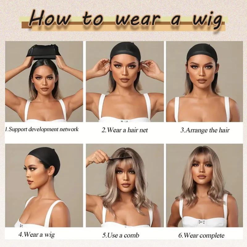 Synthetic Shoulder Length Body Wave Brown Wig for Women Daily Use Heat Resistant Brown Wigs with Neat