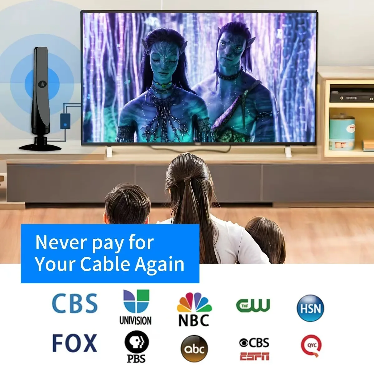 디지털 TV 흡입 안테나 무선 실내 증폭 TV 안테나 가정용 다방향 텔레비전 신호 증폭기 고출력