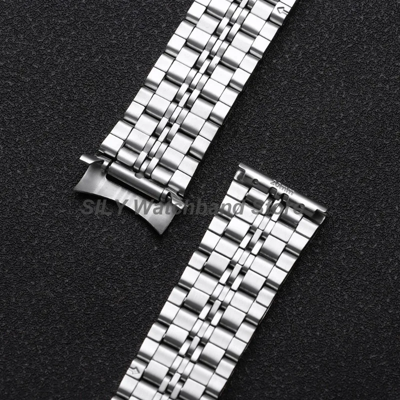 Premium Curved End Stainless Steel Watch Strap with Folding Buckle