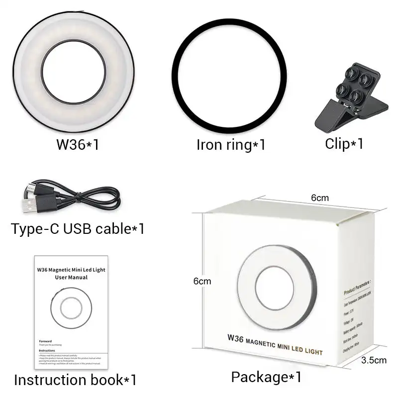 Type-C Charge Led Selfie Ring Light Mobile Phone Lens LED Selfie Lamp Ring for iPhone Samsung Xiaomi Huawei Phone Light