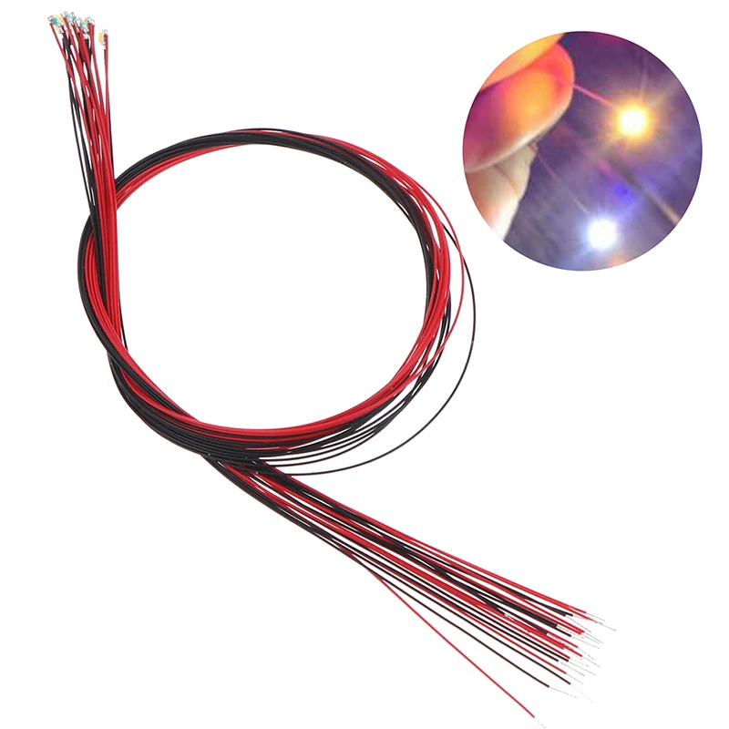 납땜 마이크로 리츠 유선 리드, 따뜻한 흰색 SMD LED 0603, 10 개, 20cm, t0603wm