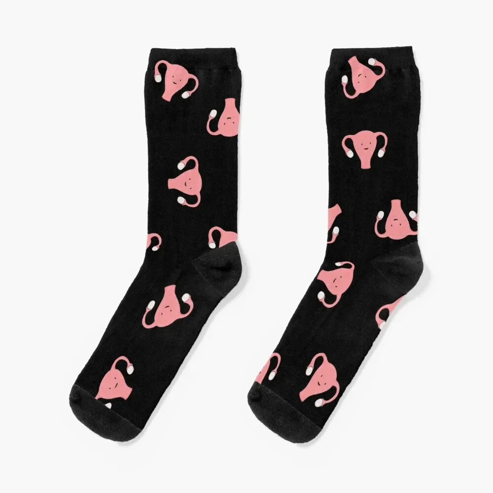 Crazy Happy Uterus in Black, Large Socks aesthetic winter thermal Socks Ladies Men's