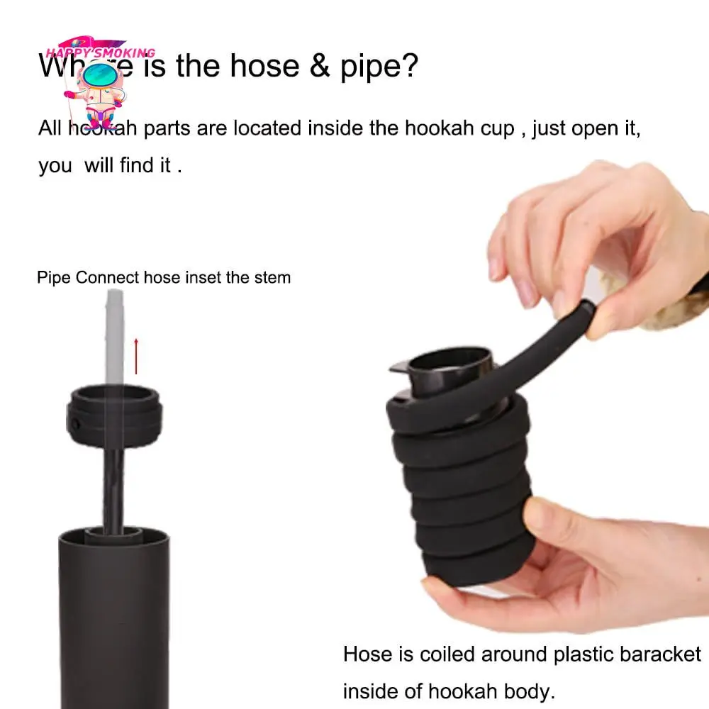 Portable Smoking Water Pipe Hookah Set with Ceramics Grass Bowl Chicha Narguile Complete for Car Tobacco Smoke Pipe Shisha Cup