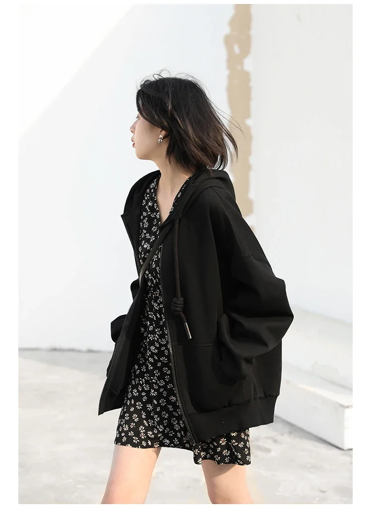 CHIC VEN Women's Hoodies Sweatshirts Casual Solid Loose Drawstring Jackets Korean Female Clothes Streetwear Spring New 2024