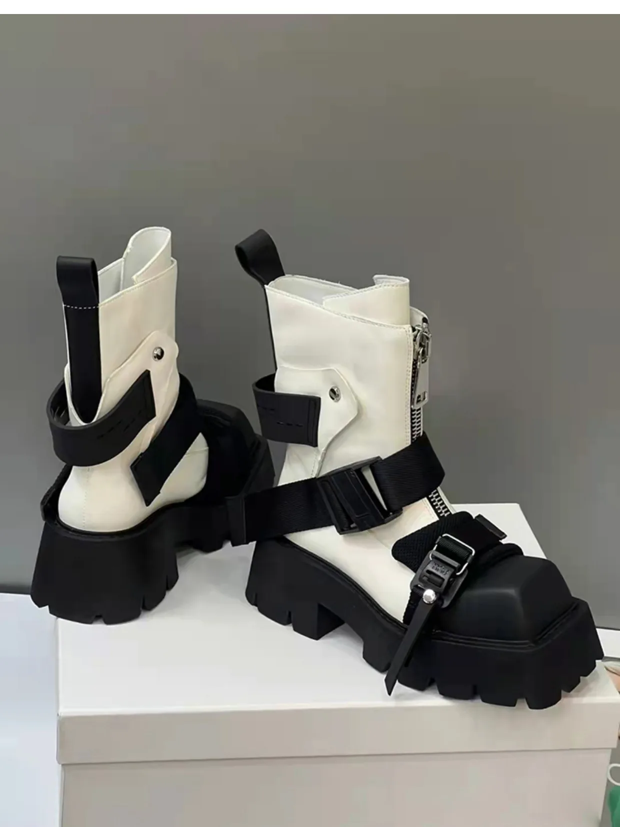Belt Buckle Zipper Fashion Boots for Women - true deals club