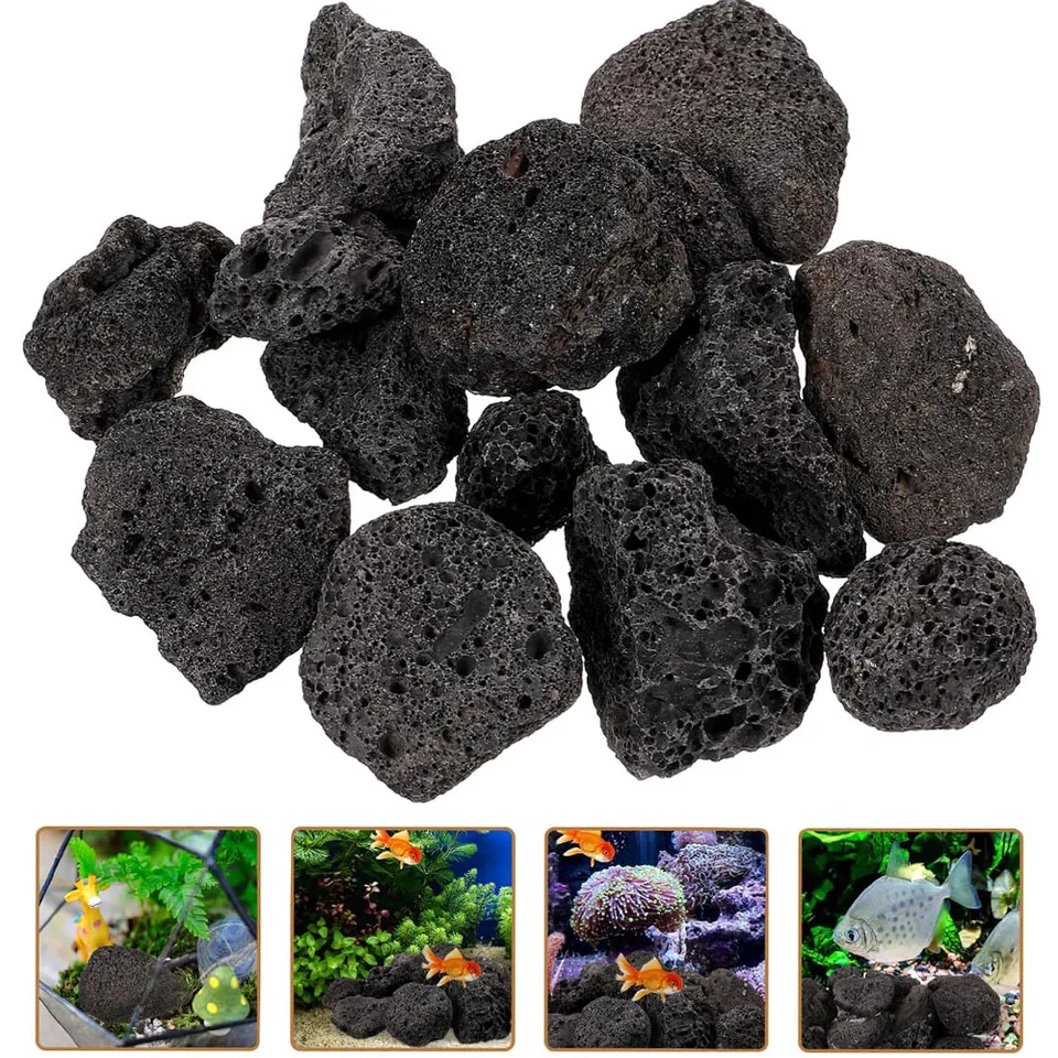 5-Pack Volcanic Rock Aquarium Plant Anchors - Random Color Stones For Aquascaping & Fish Tank - View #4