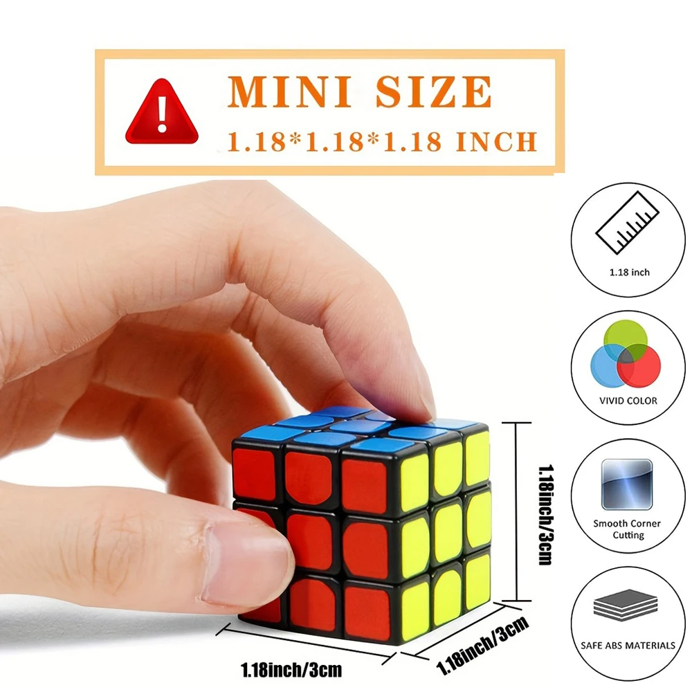 20 Mini Cubos Mágicos De Bolsillo - Llaveros Para Niños, Regalo Para Cumpleaños, Colegio, Rifa O Fiesta, Tamaño 3x3x3 Cm, Plástico ABS