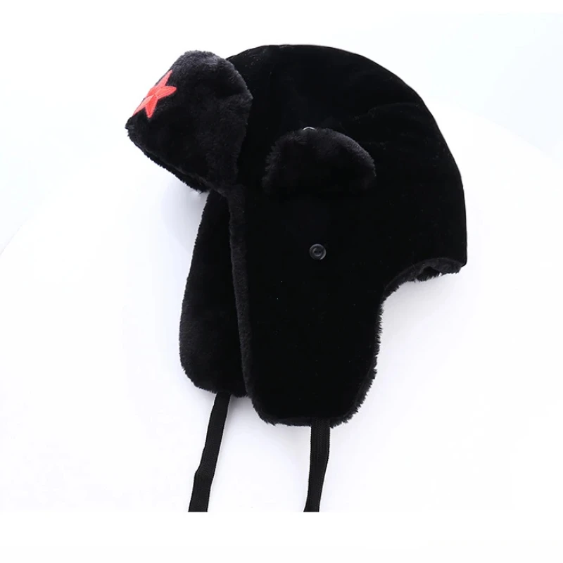 Men Pentagram Lei Feng Winter Hat Aviator Outdoor Ear Flaps Bomber Cap Proof Trapper Russian Hat for Women Winter Ski Mask