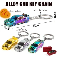 1/64 Electroplate Alloy Model Car Key chain GTR R34 RS7  Diecasts Metal collection decoration Exquisite gift box 1