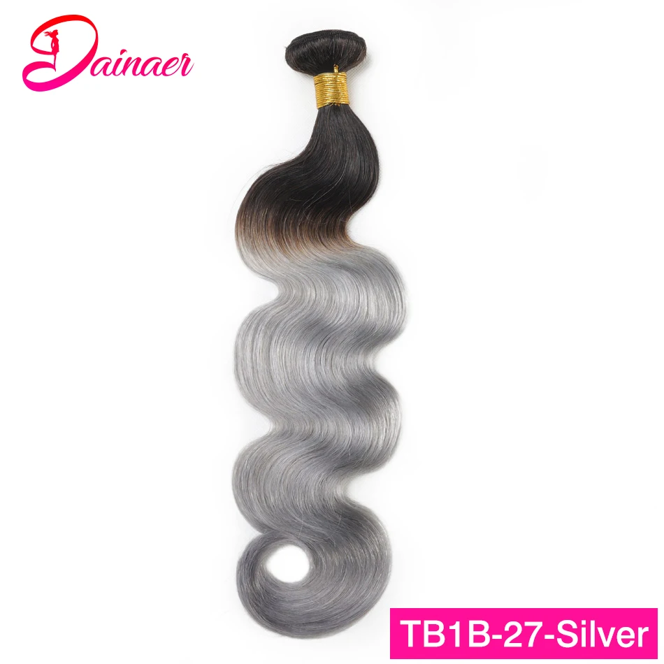 1B Silver Body Wave Bundles Human Hair 1/3 PCS Ombre Grey Two Tone Hair Extensions Remy Human Bundles New Fashions