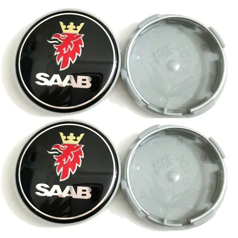 4pcs x 63mm Blue Carbon Black Car Wheel Center Cap Rims Hub Caps For SAAB 9 3 9 5 9-3 9-5 SAAB Emblem Badge Accessories