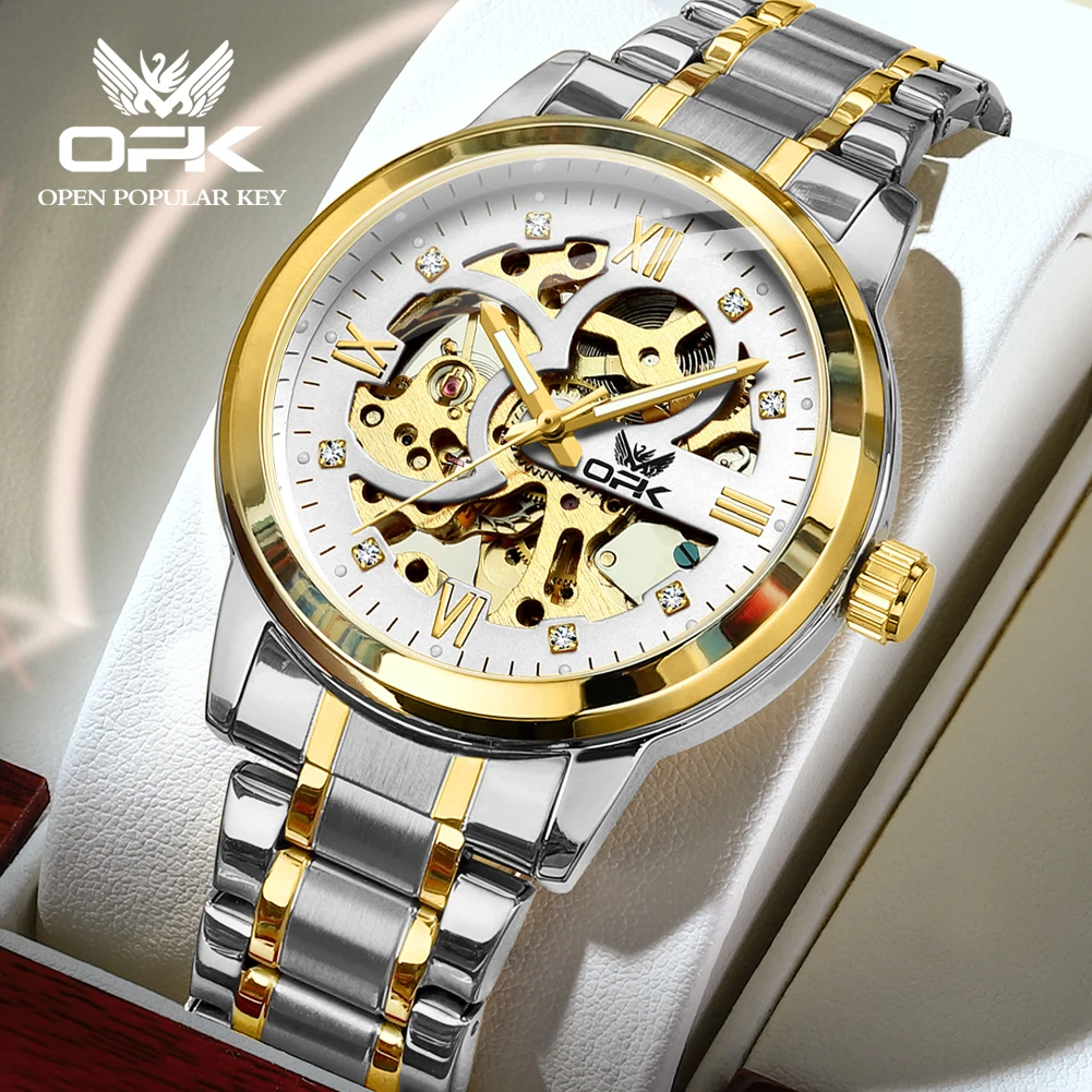 Automatic Mechanical Men's Skeleton Stainless Steel Luminous Waterproof Watch