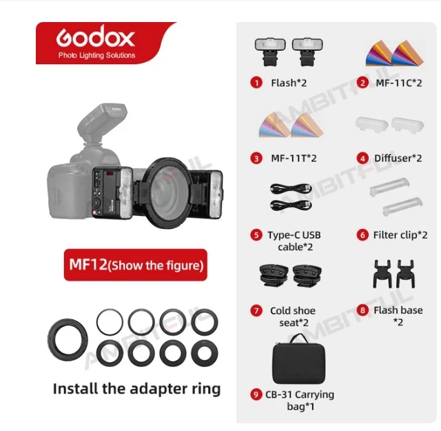 

Godox MF12 макро мини-Вспышка Speedlite Встроенная система Godox X TTL вспышка + цветной фильтр диффузор для макросъемки