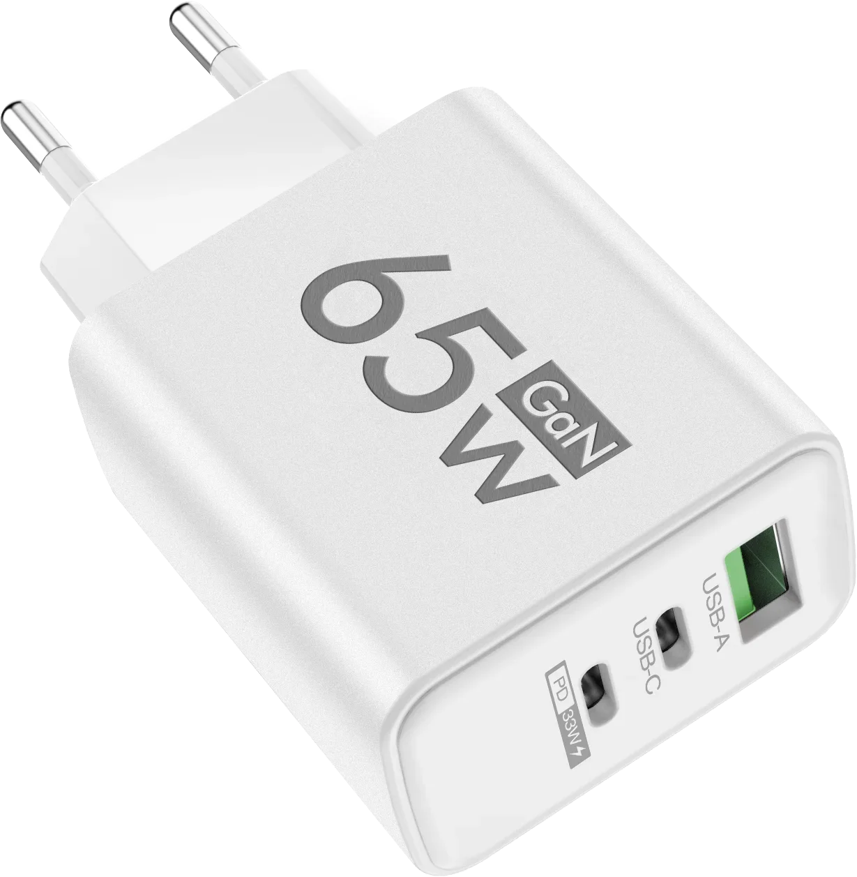 Швидкий зарядний пристрій GaN на 65 Вт, 3 порти USB A/C, зарядна станція QC PD, універсальний штекер США, ЄС, Великобританії, Кореї для планшетів, електронних пристроїв та смарт-девайсів