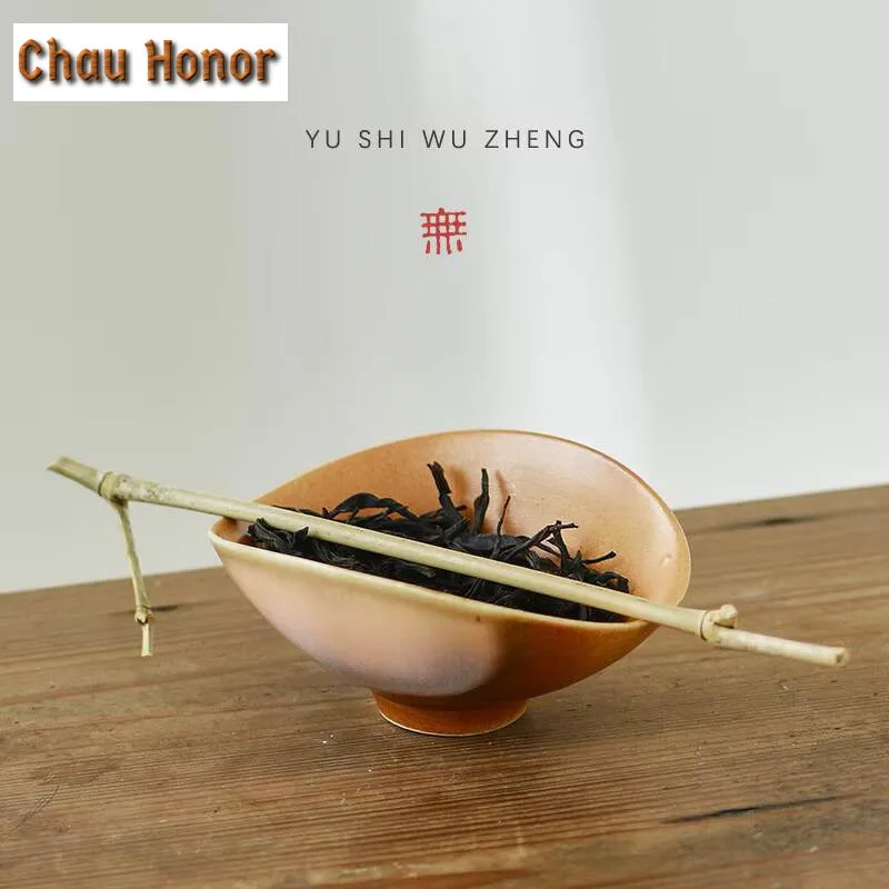 Japanese Handmade Soda Galze Rough Pottery Tea Scoop Crescent Moon Chahe Shovel Appreciation Ladle Teaware Tea Ceremony Gift