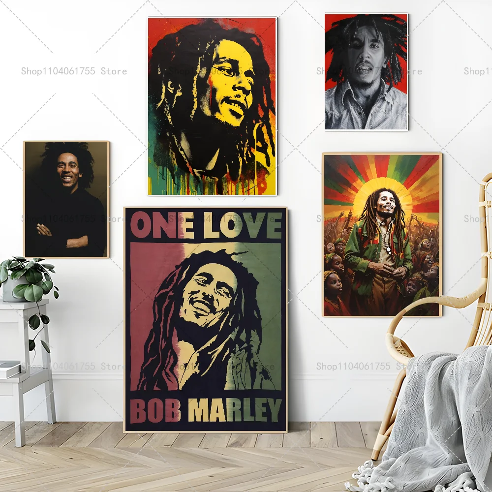 1PC Bob Marley Poster Paper Print Home Living Room Bedroom Entrance Bar Restaurant Cafe Art Painting Decoration