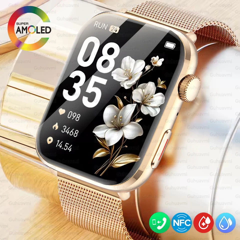 GUHUAVMI Series 10 NFC Smart Watches Women 1.85'' AMOLED HD Screen IP68 Waterproof Heart Rate Tracker BT Call Smartwatch