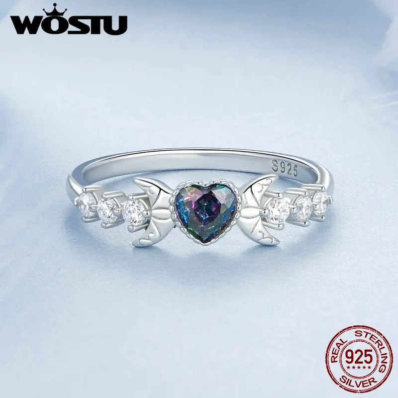 Topaz Mystical Fairy Heart Star Promise Ring WOSTU 925 Sterling