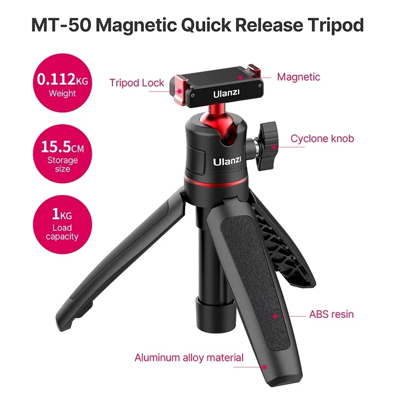 DJI OSMO MOBILE 6 スマホ用三脚・自撮り棒【アネーロ】 Ulanzi-MT-50 Dji Osmoアクション用磁気三脚、調整可能な水中自