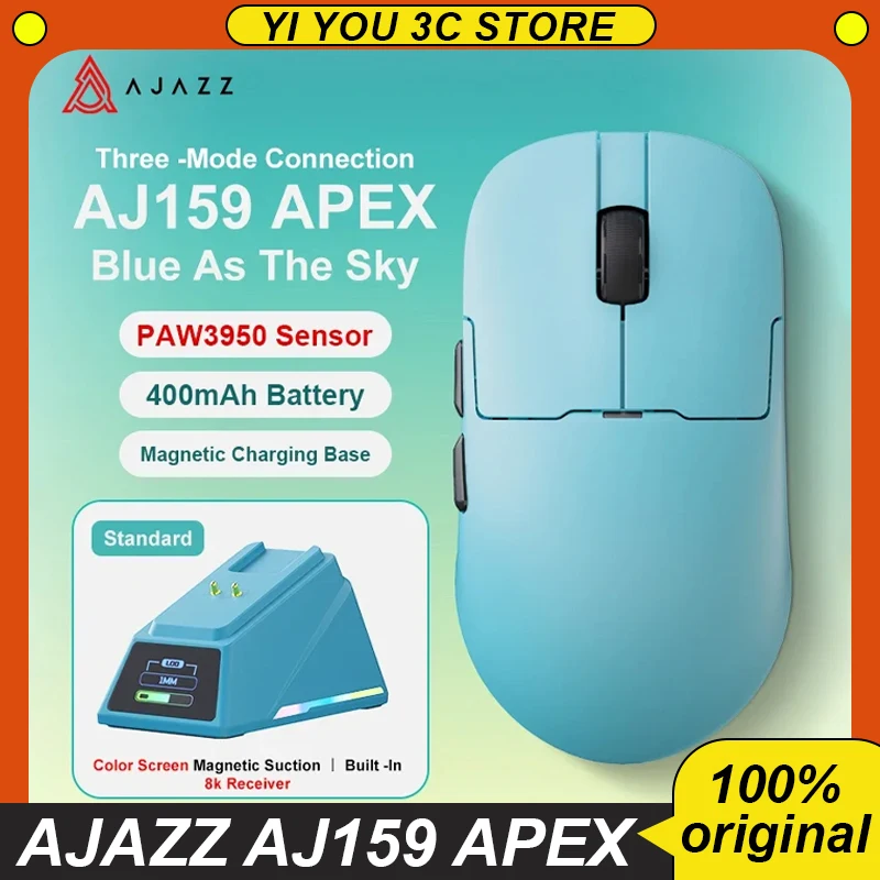 Ajazz-Bluetooth付きワイヤレスゲーミングマウス,磁気充電ベース付き 
