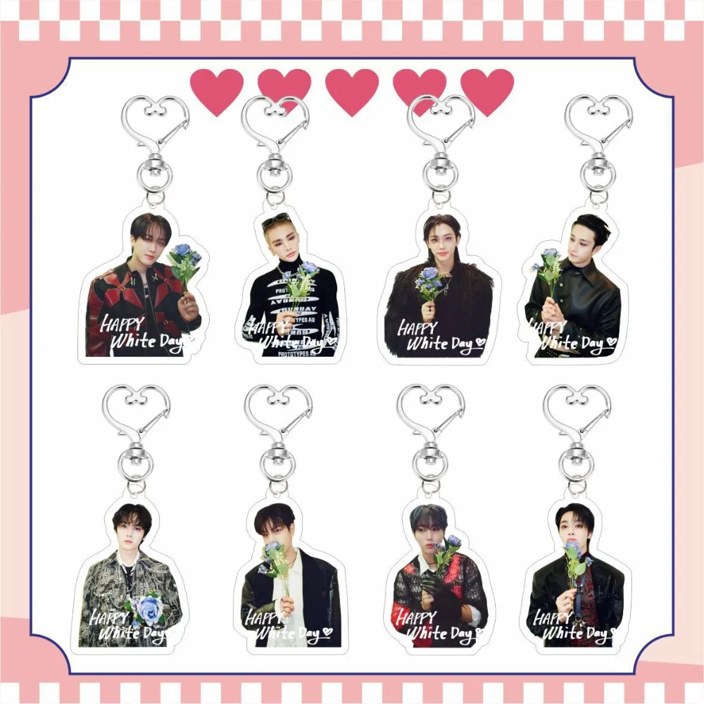 Kpop Felix Hyunjin Valentine's Day Keyrings Seungmin Han Changbin Lee Know New Acrylic Double-sided Keychain Bag Pendant Gift 2