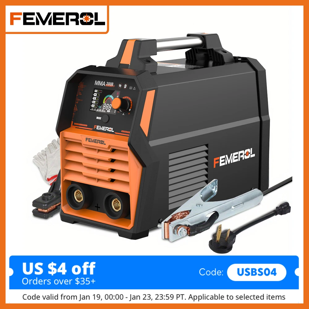 FEMEROL 200Amp Stick Welder ARC MMA Lift TIG Welding Machine IGBT LCD Digital Display 110V/220V 2 In 1 Portable Welder Machine