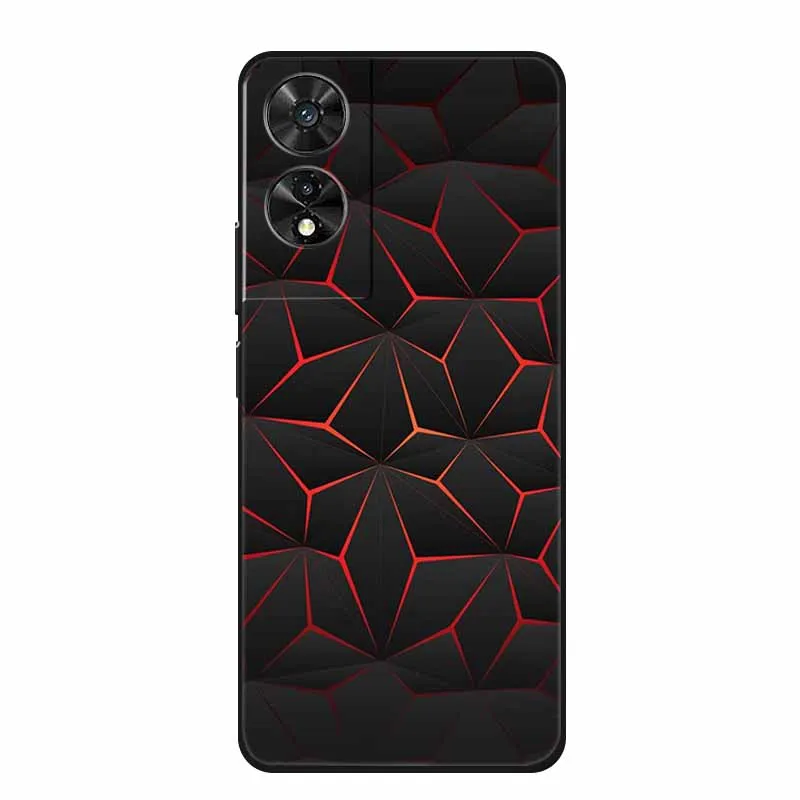 Black Geometric Silicone TPU Phone Case - Soft Back Cover Shield