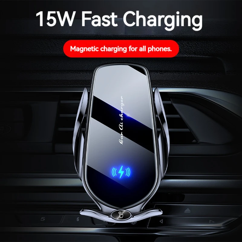 15W Automatic Wireless Car Phone Charger with Magnetic Mount