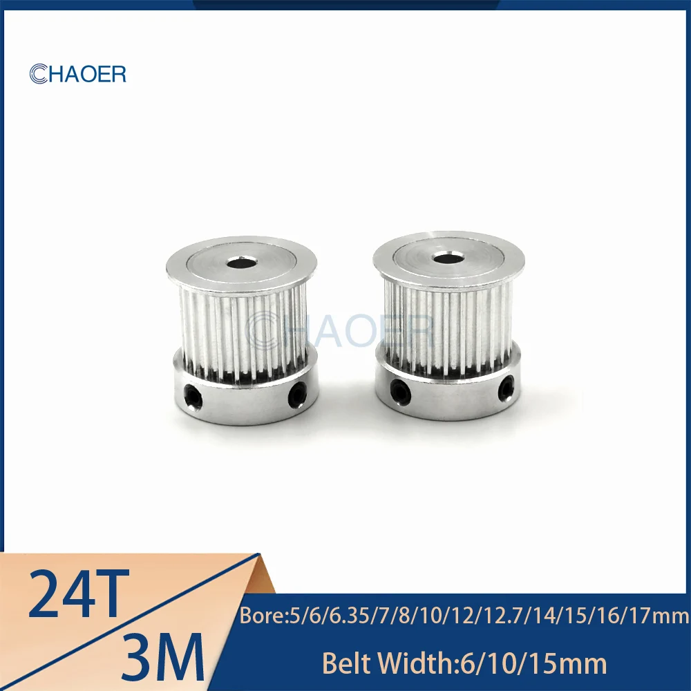 HTD3M 24 Teeth Timing Pulley Bore 5/6/6.35/7/8/10/12/12.7/14/15/16/17mm For 3M Belt Width 6/10/15/25mm 24Teeth Synchronous Wheel