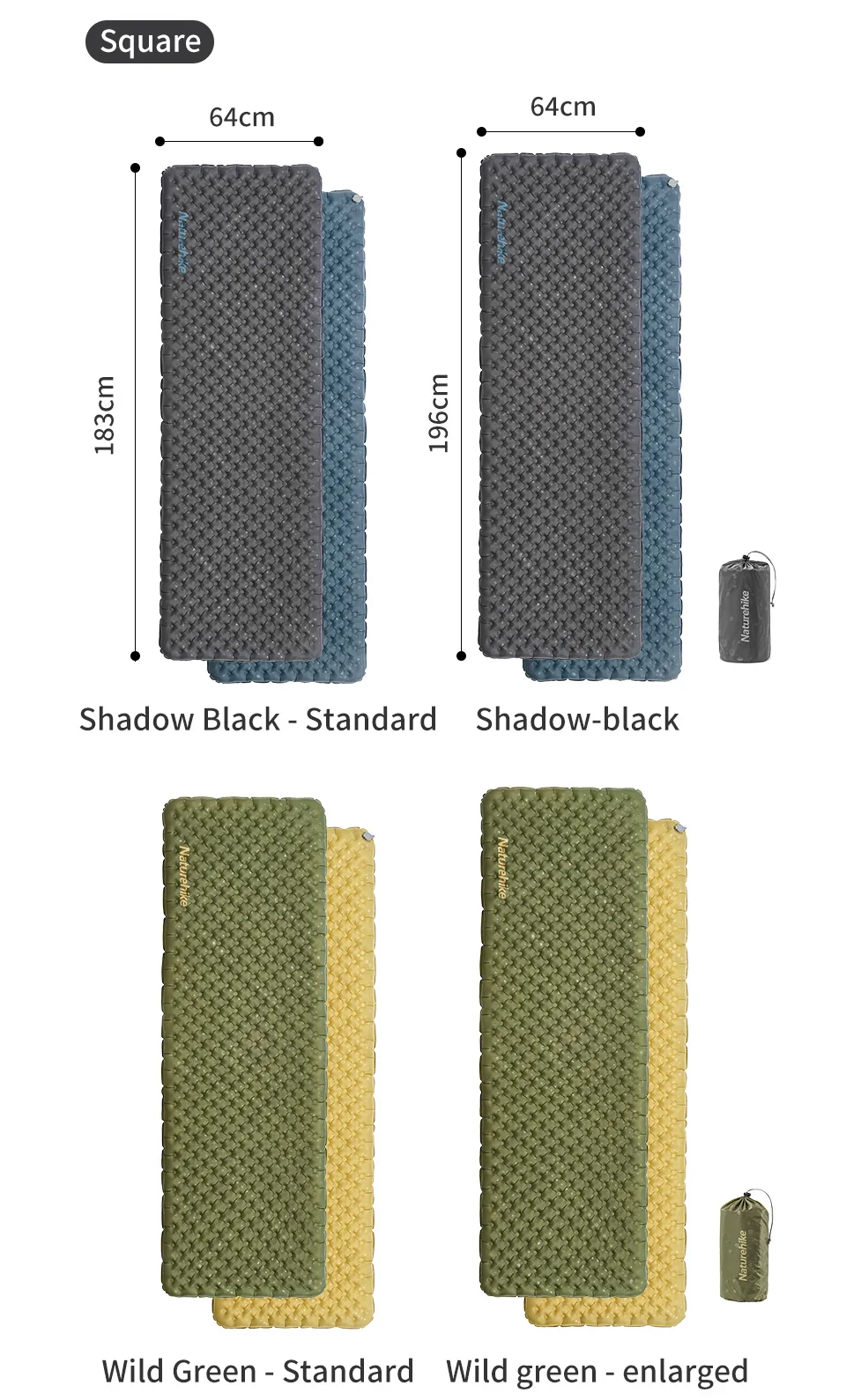 Naturehike New 3.5 High R-value Camping Air Mattress Lightweight Sleeping Air Pad Portable Quick Inflatable Travel Hiking Mats