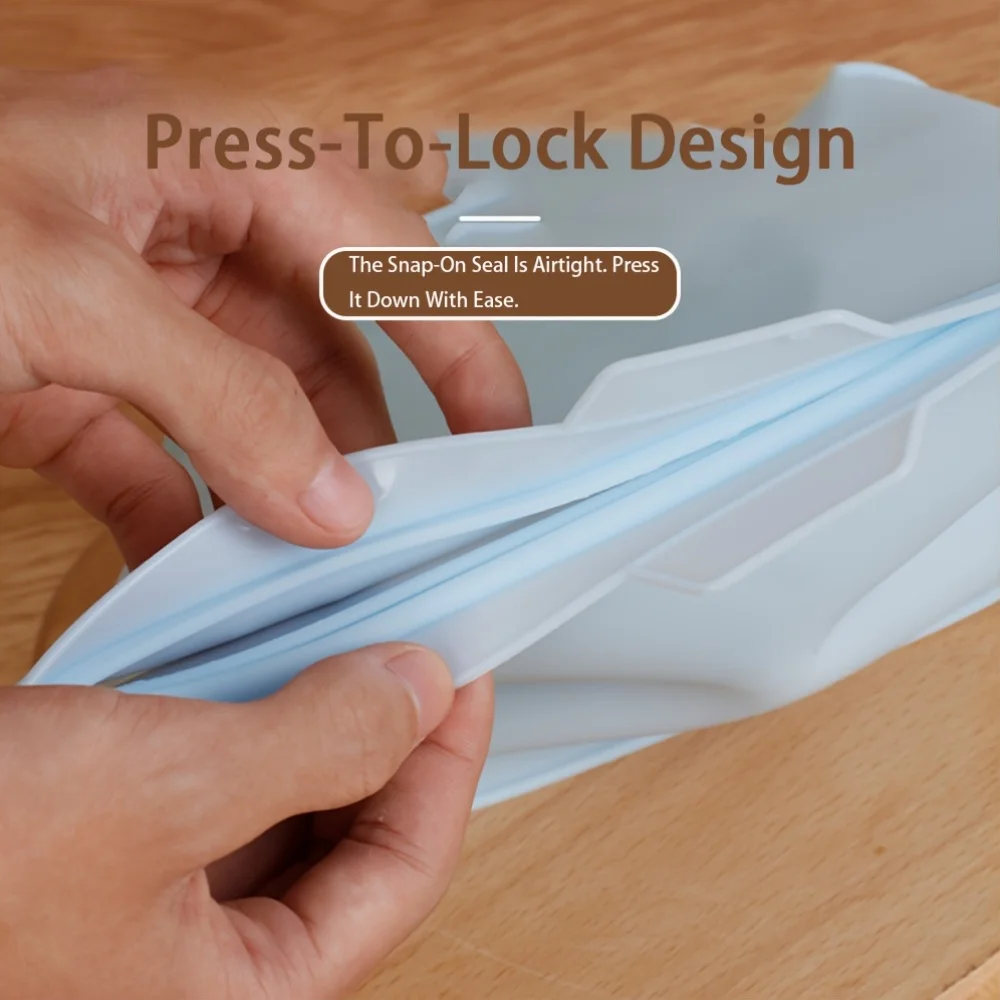 Self standing silicone food storage bags with liquids