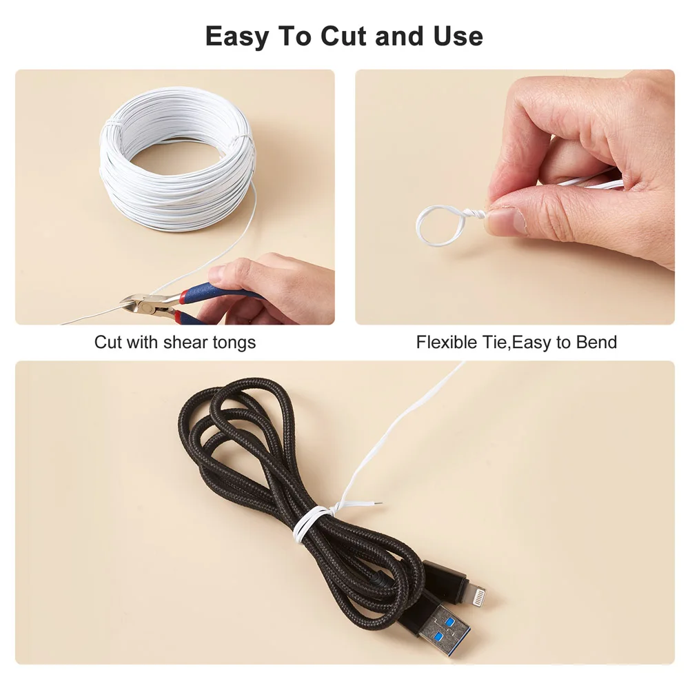 1 Roll Flat Iron Wire with Plastic-coated 2x1mm White Black Flexible Bend Cable DIY Jewelry Gardening Making Craft Supplies
