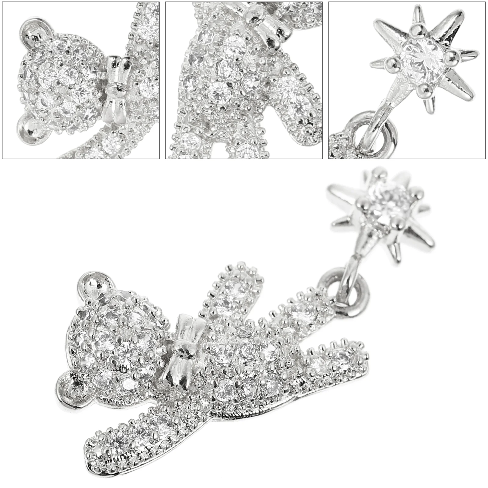 

5 Pcs Nail Drill Lovely Charms Bow Tie Decorations Alloy Bear Shaped Glitters